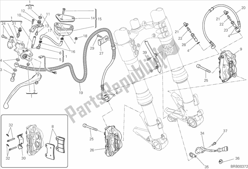 All parts for the Front Brake System of the Ducati Streetfighter 848 USA 2015